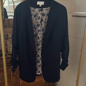 Skies Are Blue Navy Blazer with Floral Lining